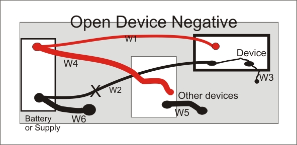 Battery negative ground loop open connection